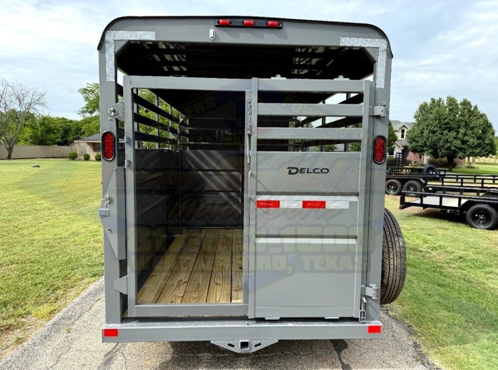 2027 DELCO 6' X 16' BUMPER PULL STOCK TRAILER FIGHTER JET GRAY 12,000 GVWR