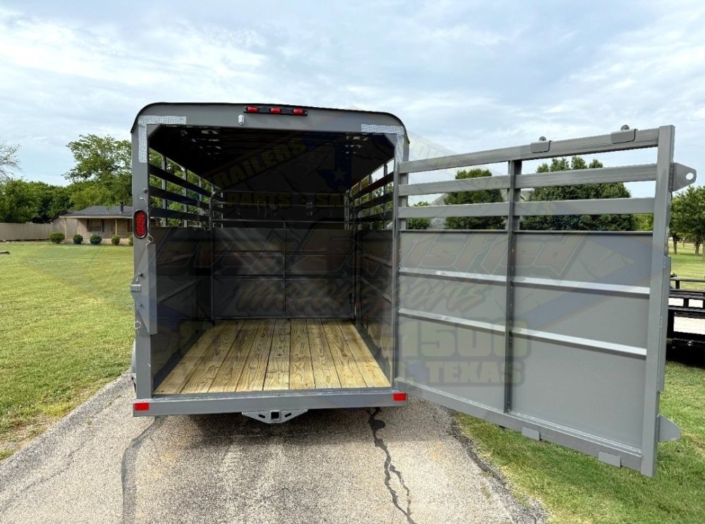 2027 DELCO 6' X 16' BUMPER PULL STOCK TRAILER FIGHTER JET GRAY 12,000 GVWR