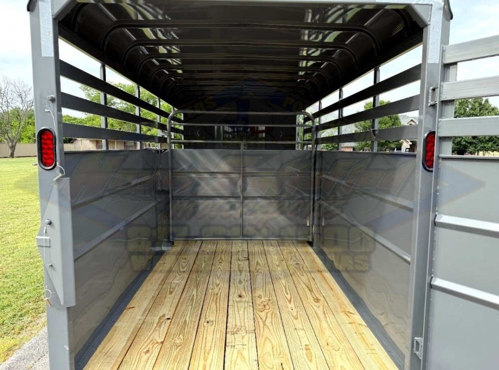 2027 DELCO 6' X 16' BUMPER PULL STOCK TRAILER FIGHTER JET GRAY 12,000 GVWR
