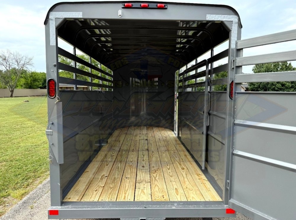 2027 DELCO 6' X 16' BUMPER PULL STOCK TRAILER FIGHTER JET GRAY 12,000 GVWR