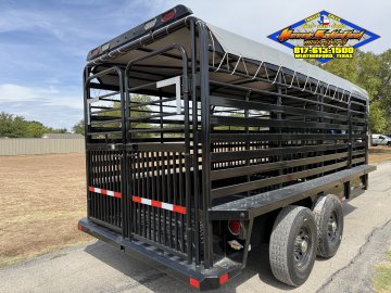 2027 DELCO 6'8" X 16' BAR TOP BUMPER PULL CATTLE TRAILER WITH SPARE 14K-GVWR