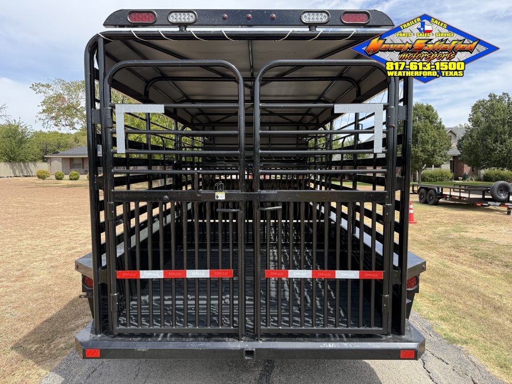 2027 DELCO 6'8" X 16' BAR TOP BUMPER PULL CATTLE TRAILER WITH SPARE 14K-GVWR