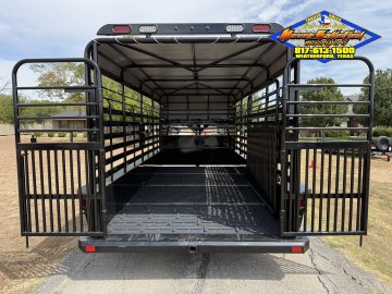 2027 DELCO 6'8" X 16' BAR TOP BUMPER PULL CATTLE TRAILER WITH SPARE 14K-GVWR