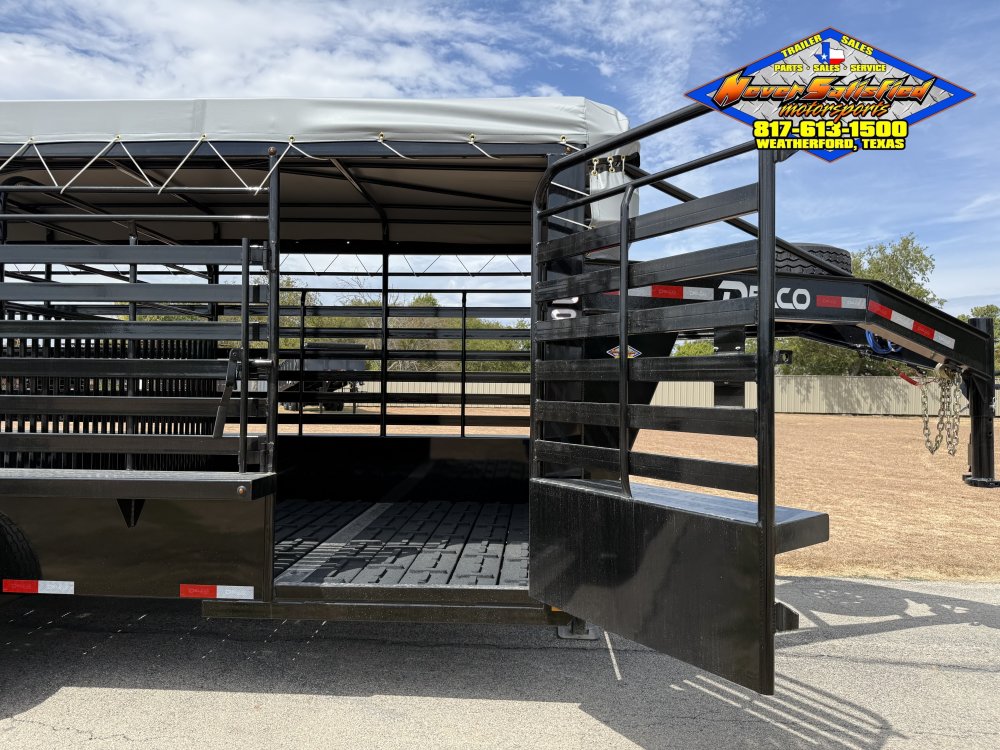 2027 DELCO 6'8" X 16' BAR TOP BUMPER PULL CATTLE TRAILER WITH SPARE 14K-GVWR