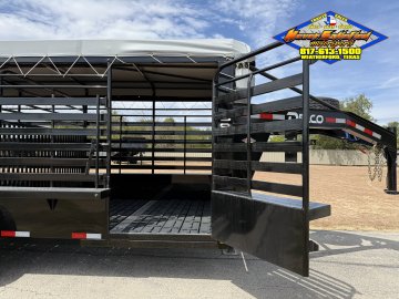 2027 DELCO 6'8" X 16' BAR TOP BUMPER PULL CATTLE TRAILER WITH SPARE 14K-GVWR