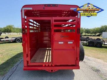 2027 DELCO 6' X 16' BUMPER PULL STOCK TRAILER WITH SPARE, RED 12,000 GVWR