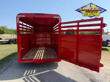 2027 DELCO 6' X 16' BUMPER PULL STOCK TRAILER WITH SPARE, RED 12,000 GVWR