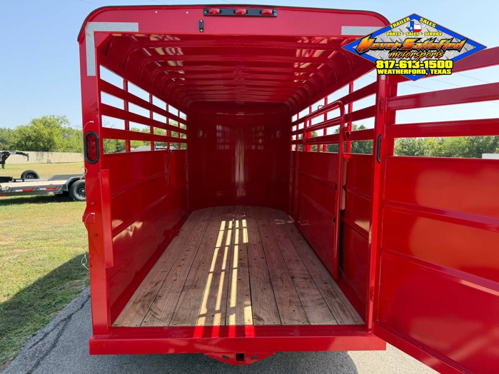 2027 DELCO 6' X 16' BUMPER PULL STOCK TRAILER WITH SPARE, RED 12,000 GVWR