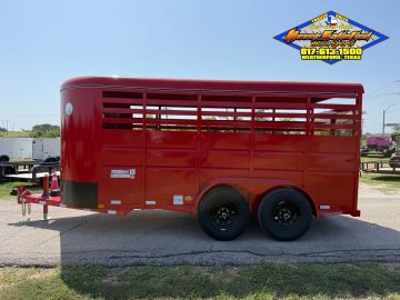 2027 DELCO 6' X 16' BUMPER PULL STOCK TRAILER WITH SPARE, RED 12,000 GVWR
