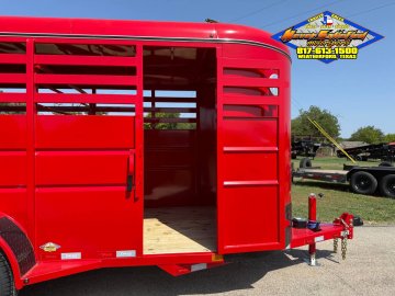 2027 DELCO 6' X 16' BUMPER PULL STOCK TRAILER WITH SPARE, RED 12,000 GVWR