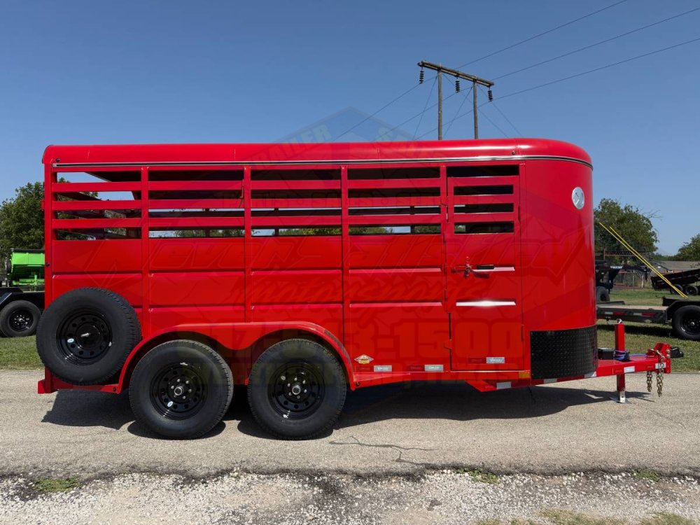 2027 DELCO 6' X 16' BUMPER PULL STOCK TRAILER WITH SPARE, RED 12,000 GVWR