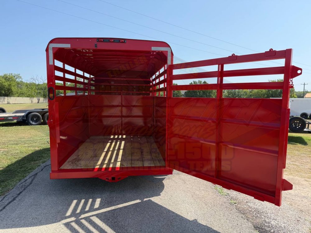 2027 DELCO 6' X 16' BUMPER PULL STOCK TRAILER WITH SPARE, RED 12,000 GVWR