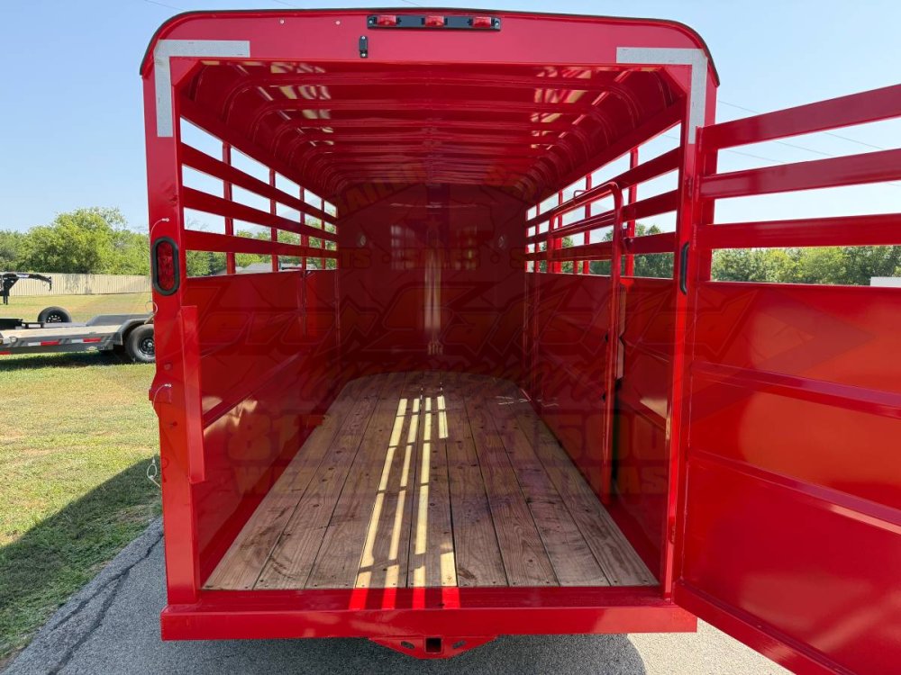 2027 DELCO 6' X 16' BUMPER PULL STOCK TRAILER WITH SPARE, RED 12,000 GVWR