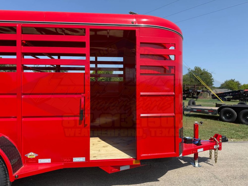 2027 DELCO 6' X 16' BUMPER PULL STOCK TRAILER WITH SPARE, RED 12,000 GVWR