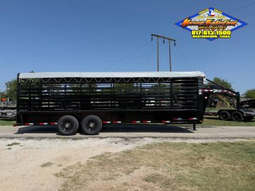 2027 DELCO 6' 8" X 24' BAR TOP GOOSENECK CATTLE STOCK TRAILER, BLACK/GRAY 14,000 GVWR