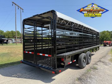 2027 DELCO 6' 8" X 24' BAR TOP GOOSENECK CATTLE STOCK TRAILER, BLACK/GRAY 14,000 GVWR