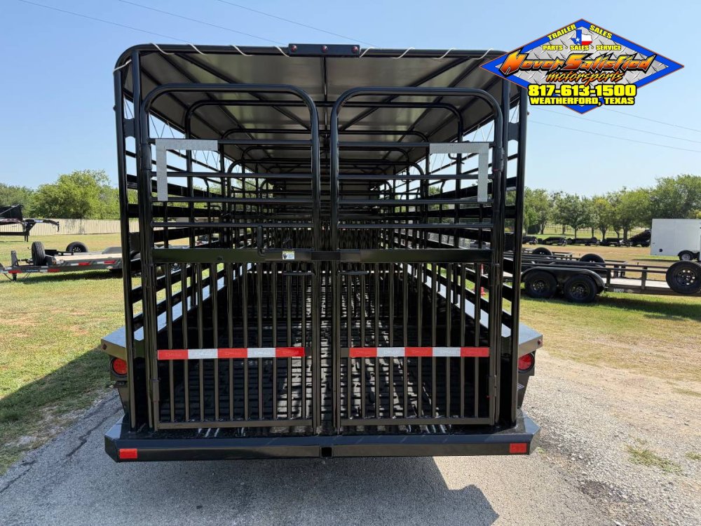2027 DELCO 6' 8" X 24' BAR TOP GOOSENECK CATTLE STOCK TRAILER, BLACK/GRAY 14,000 GVWR