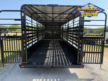 2027 DELCO 6' 8" X 24' BAR TOP GOOSENECK CATTLE STOCK TRAILER, BLACK/GRAY 14,000 GVWR