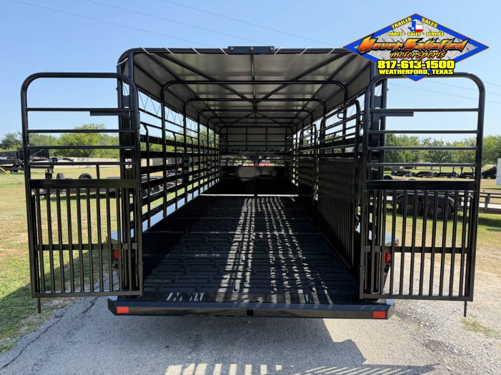 2027 DELCO 6' 8" X 24' BAR TOP GOOSENECK CATTLE STOCK TRAILER, BLACK/GRAY 14,000 GVWR