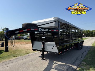 2027 DELCO 6' 8" X 24' BAR TOP GOOSENECK CATTLE STOCK TRAILER, BLACK/GRAY 14,000 GVWR