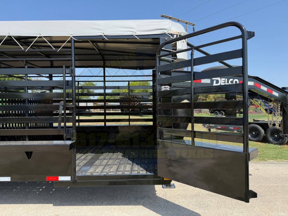 2027 DELCO 6' 8" X 24' BAR TOP GOOSENECK CATTLE STOCK TRAILER, BLACK/GRAY 14,000 GVWR