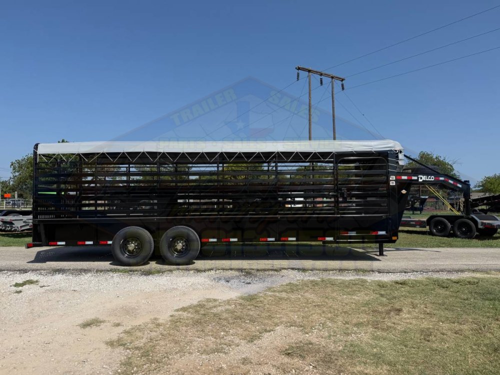 2027 DELCO 6' 8" X 24' BAR TOP GOOSENECK CATTLE STOCK TRAILER, BLACK/GRAY 14,000 GVWR