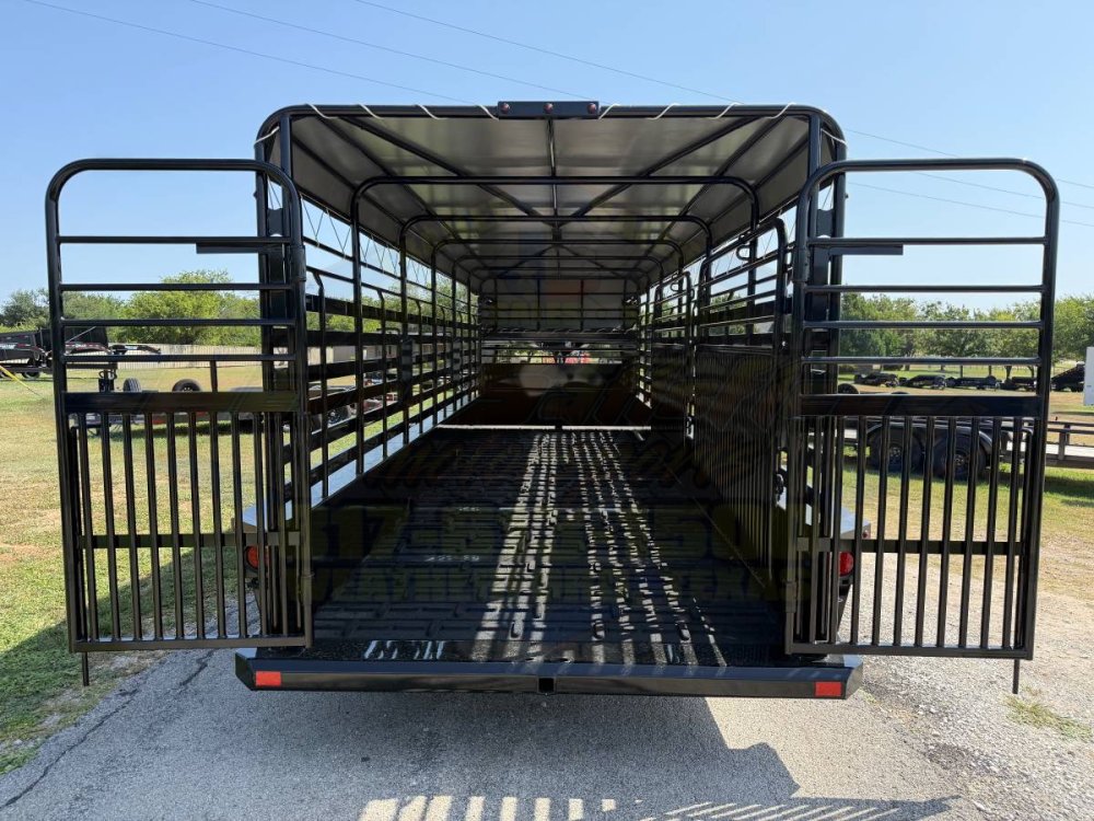 2027 DELCO 6' 8" X 24' BAR TOP GOOSENECK CATTLE STOCK TRAILER, BLACK/GRAY 14,000 GVWR