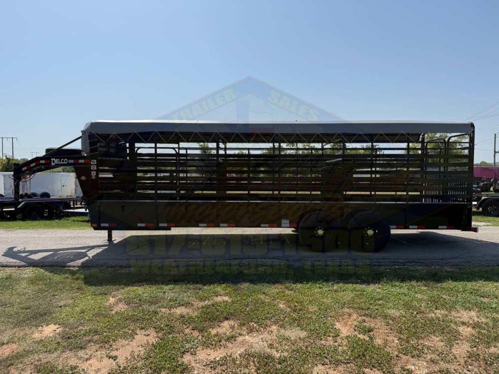 2027 DELCO 6' 8" X 24' BAR TOP GOOSENECK CATTLE STOCK TRAILER, BLACK/GRAY 14,000 GVWR
