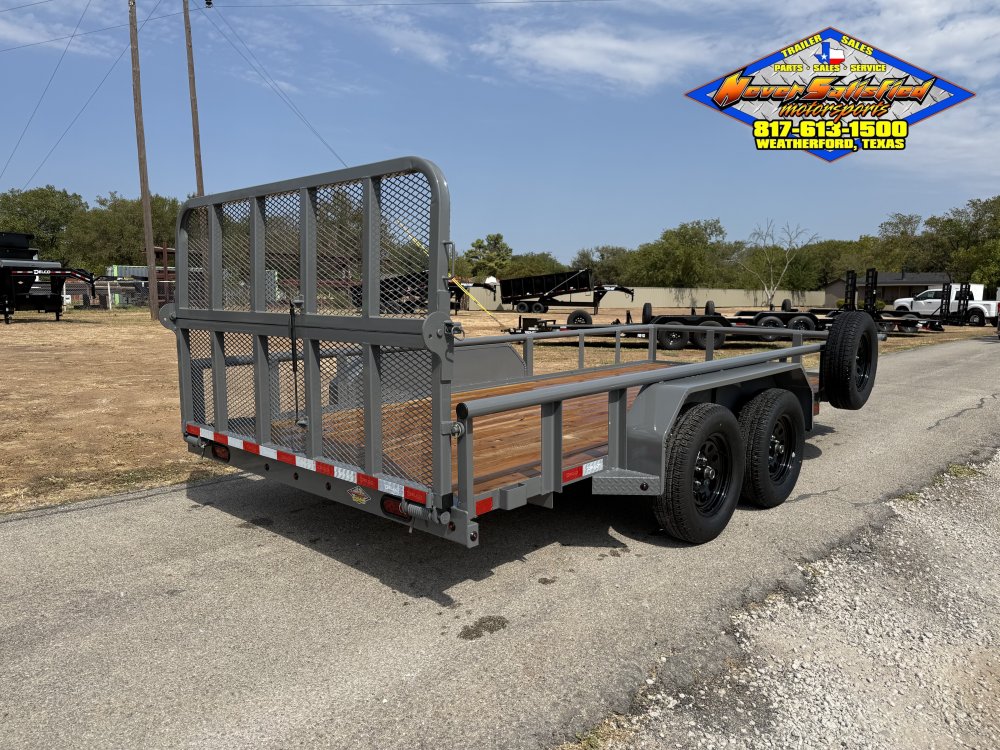 2027 DELCO 83" X 16' TANDEM AXLE UTILITY TRAILER WITH BI-FOLD SPRING ASSISTED RAMP GATE AND SPARE 7K