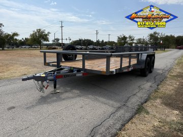 2027 DELCO 83" X 16' TANDEM AXLE UTILITY TRAILER WITH BI-FOLD SPRING ASSISTED RAMP GATE AND SPARE 7K