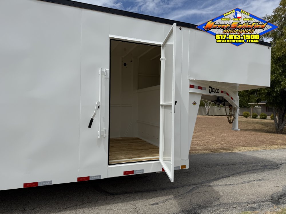 2026 DELCO E224 8' X 24' GOOSENECK ENCLOSED CARGO TRAILER WITH SPRING ASSISTED RAMP GATE AND SPARE 1