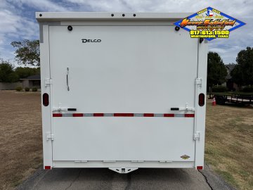 2026 DELCO E224 8' X 24' GOOSENECK ENCLOSED CARGO TRAILER WITH SPRING ASSISTED RAMP GATE AND SPARE 1