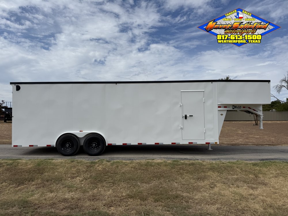 2026 DELCO E224 8' X 24' GOOSENECK ENCLOSED CARGO TRAILER WITH SPRING ASSISTED RAMP GATE AND SPARE 1