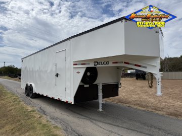 2026 DELCO E224 8' X 24' GOOSENECK ENCLOSED CARGO TRAILER WITH SPRING ASSISTED RAMP GATE AND SPARE 1