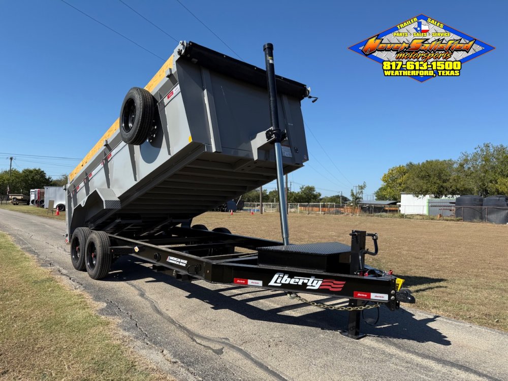 2026 LIBERTY 83" X 14' BUMPER PULL TELESCOPIC DUMP TRAILER WITH TARP, RAMPS, AND SPARE 17,500 GVWR G