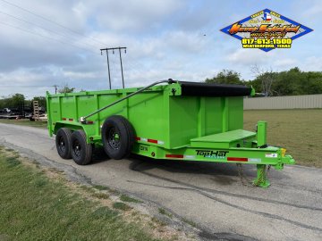 2026 TOP HAT 83" X 16' LOW PROFILE DUMP TRAILER WITH LONG ARM TARP, HYDRAULIC JACK, RAMPS AND SPARE 