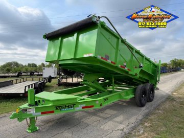 2026 TOP HAT 83" X 16' LOW PROFILE DUMP TRAILER WITH LONG ARM TARP, HYDRAULIC JACK, RAMPS AND SPARE 