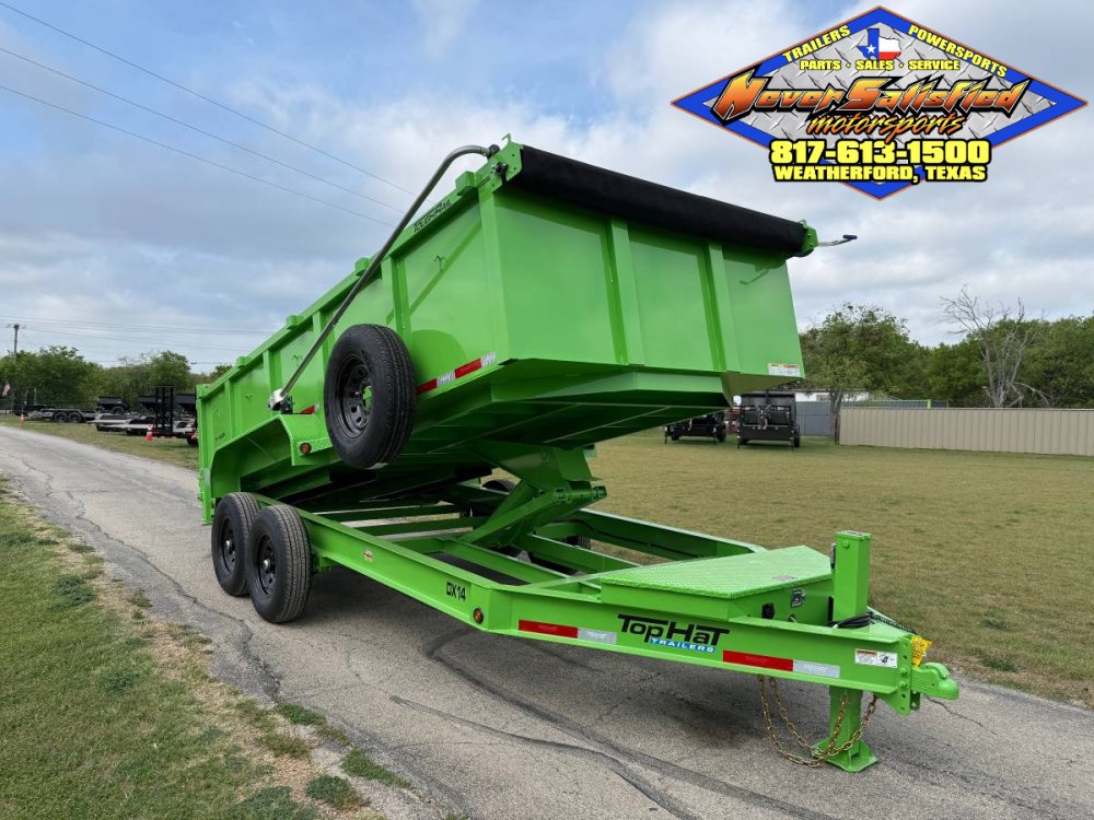 2026 TOP HAT 83" X 16' LOW PROFILE DUMP TRAILER WITH LONG ARM TARP, HYDRAULIC JACK, RAMPS AND SPARE 
