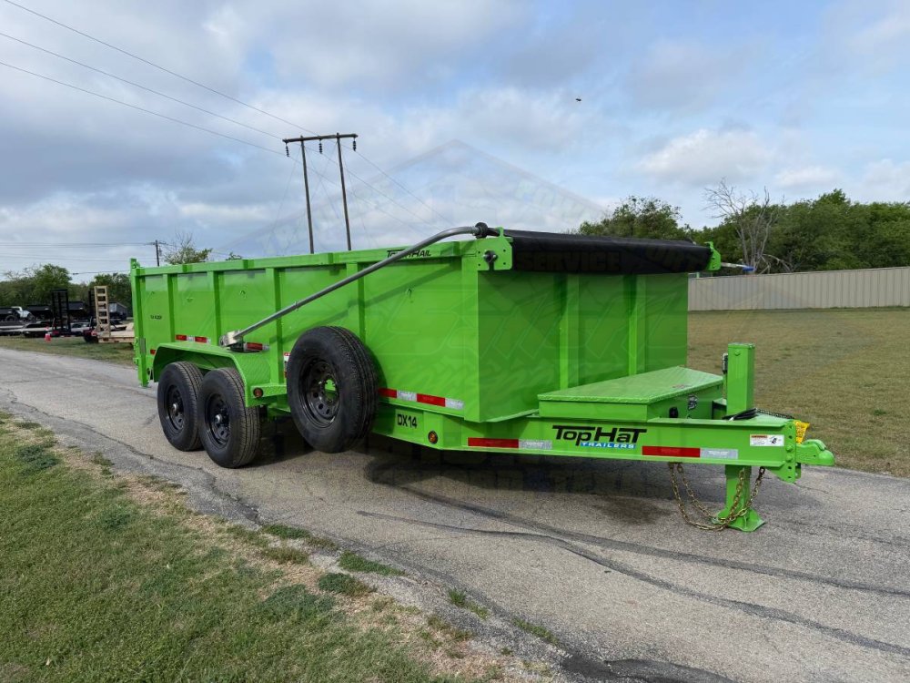 2026 TOP HAT 83" X 16' LOW PROFILE DUMP TRAILER WITH LONG ARM TARP, HYDRAULIC JACK, RAMPS AND SPARE 