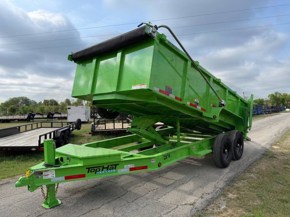 2026 TOP HAT 83" X 16' LOW PROFILE DUMP TRAILER WITH LONG ARM TARP, HYDRAULIC JACK, RAMPS AND SPARE 