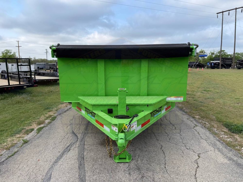 2026 TOP HAT 83" X 16' LOW PROFILE DUMP TRAILER WITH LONG ARM TARP, HYDRAULIC JACK, RAMPS AND SPARE 