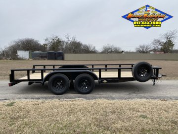 2026 TOP HAT 83" X 16' PIPE TOP TRAILER WITH SLIDE OUT RAMPS W/ SPARE 7,000 GVWR