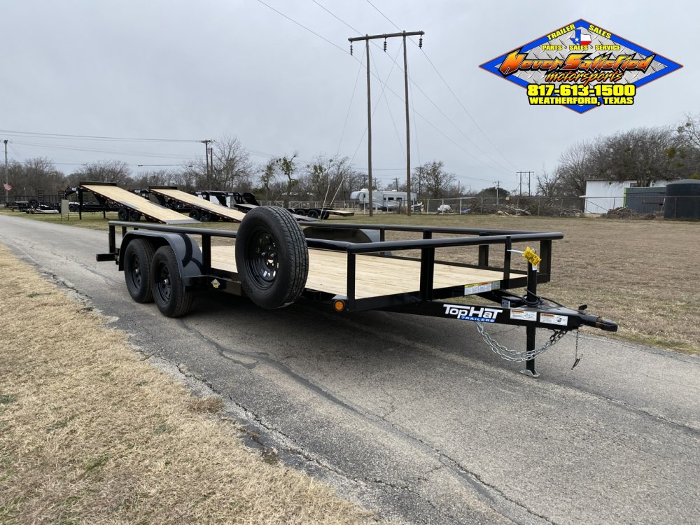 2026 TOP HAT 83" X 16' PIPE TOP TRAILER WITH SLIDE OUT RAMPS W/ SPARE 7,000 GVWR
