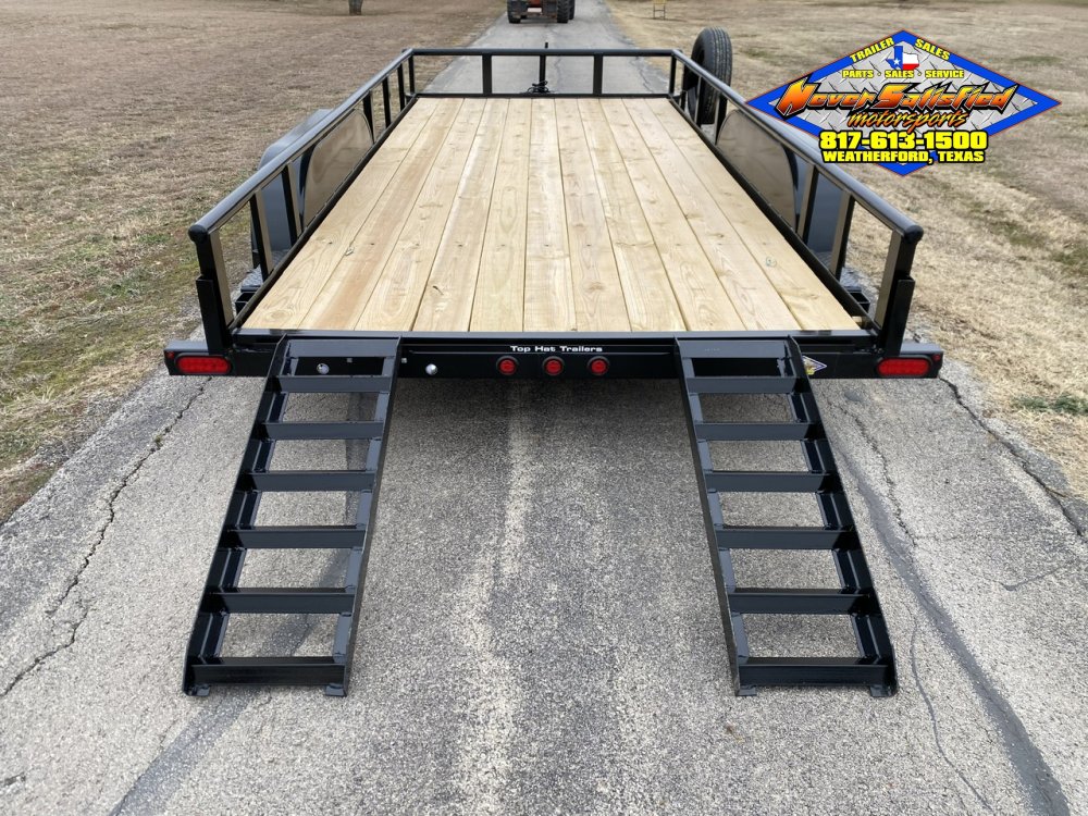 2026 TOP HAT 83" X 16' PIPE TOP TRAILER WITH SLIDE OUT RAMPS W/ SPARE 7,000 GVWR