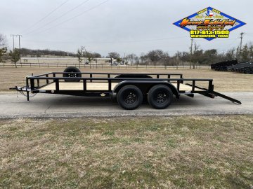2026 TOP HAT 83" X 16' PIPE TOP TRAILER WITH SLIDE OUT RAMPS W/ SPARE 7,000 GVWR