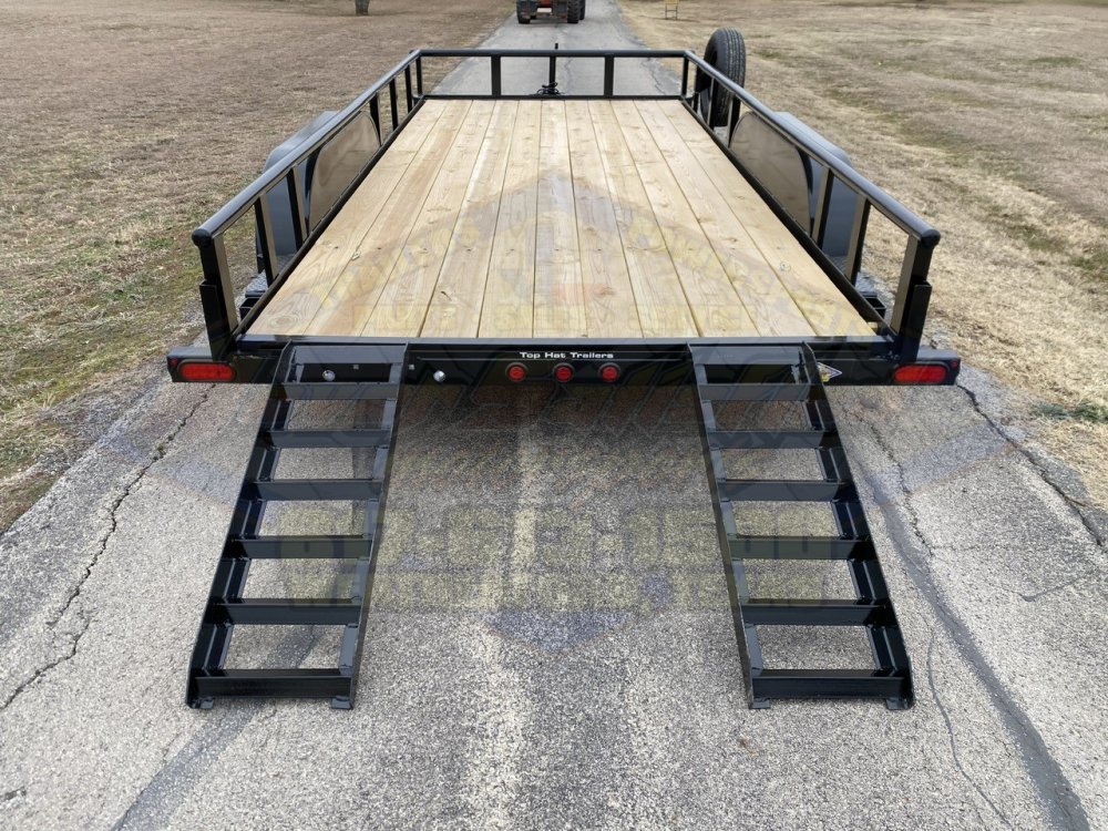 2026 TOP HAT 83" X 16' PIPE TOP TRAILER WITH SLIDE OUT RAMPS W/ SPARE 7,000 GVWR