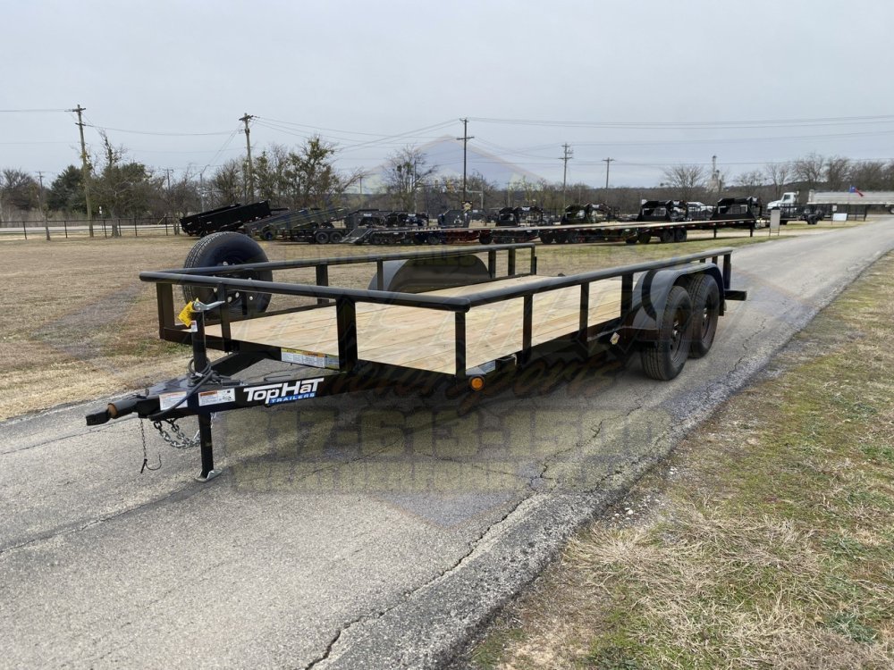 2026 TOP HAT 83" X 16' PIPE TOP TRAILER WITH SLIDE OUT RAMPS W/ SPARE 7,000 GVWR