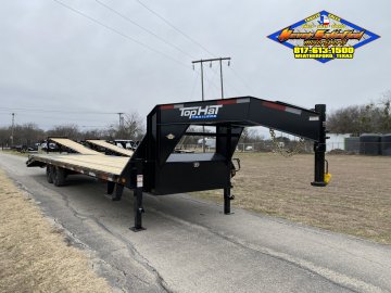 2026 TOP HAT 102" X 25' + 5' GOOSENECK LOW PRO FLATBED WITH JUMBO RAMPS AND SPARE 17.5K-GVWR 10850#P