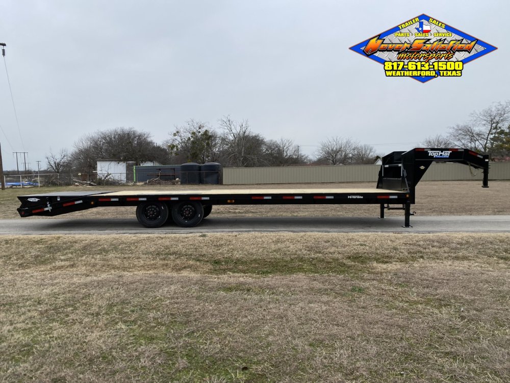2026 TOP HAT 102" X 25' + 5' GOOSENECK LOW PRO FLATBED WITH JUMBO RAMPS AND SPARE 17.5K-GVWR 10850#P