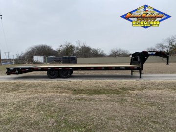 2026 TOP HAT 102" X 25' + 5' GOOSENECK LOW PRO FLATBED WITH JUMBO RAMPS AND SPARE 17.5K-GVWR 10850#P